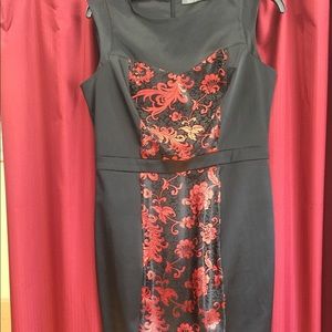 Satin red/black Asian inspired dress size M